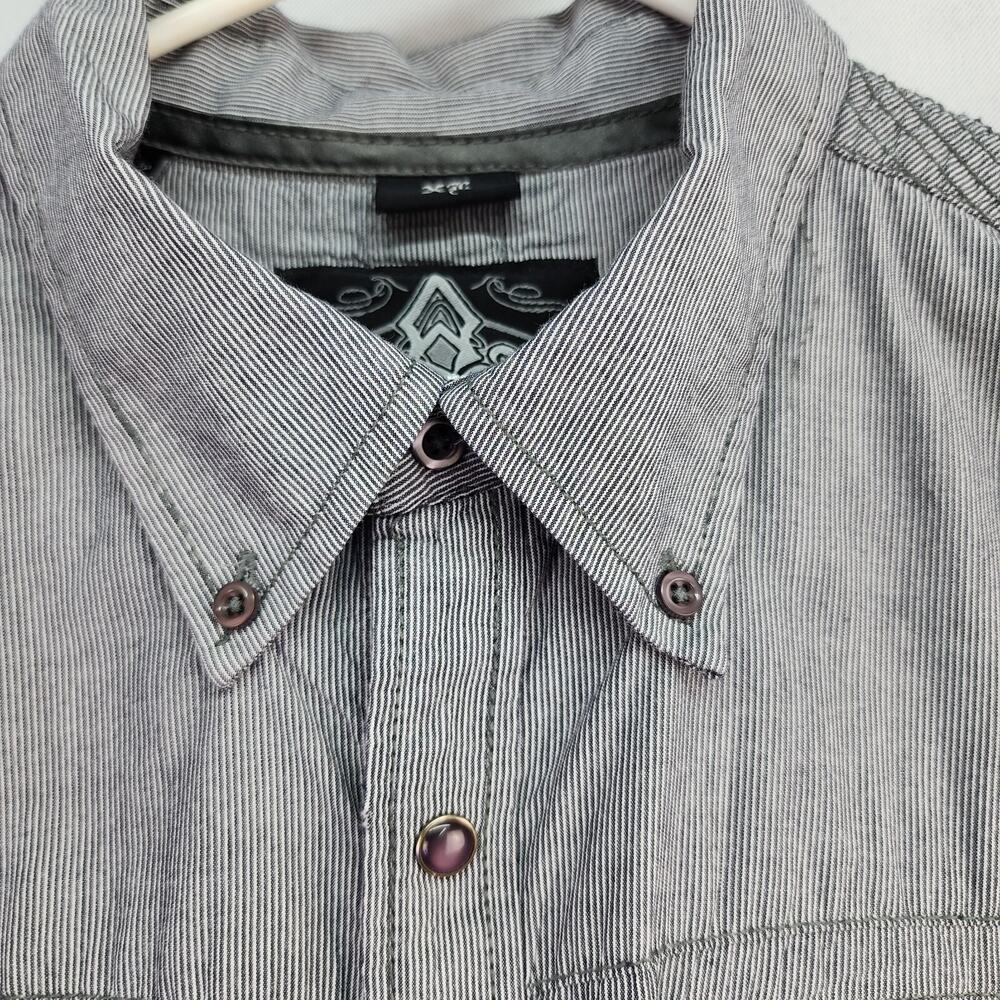 Ocho Shirt Men XLARGE Button Up Black White Cotton Western Embroidery Cowboy Fal - Picture 3 of 16